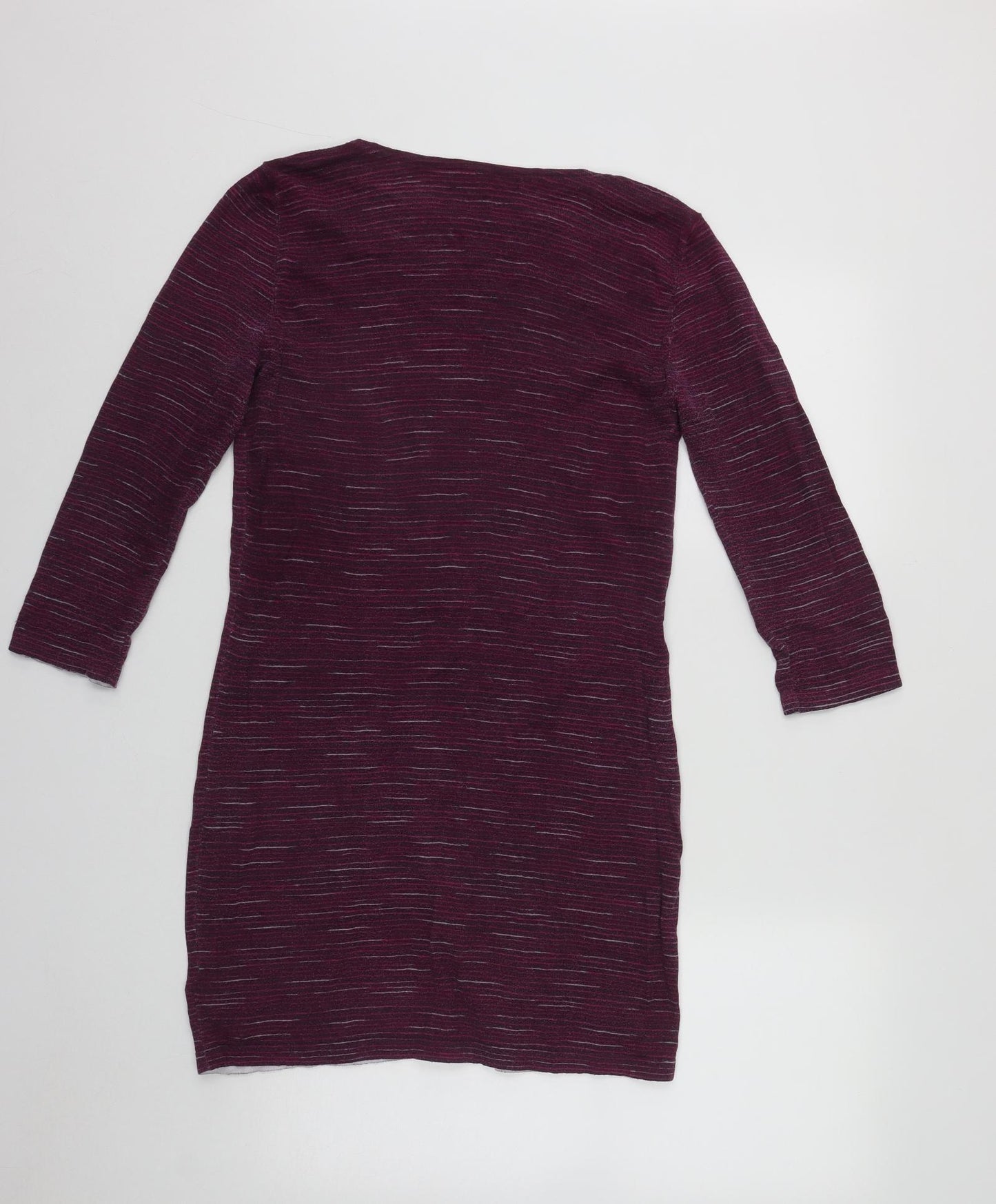 NEXT Womens Purple Geometric Cotton Basic Blouse Size 10 Round Neck