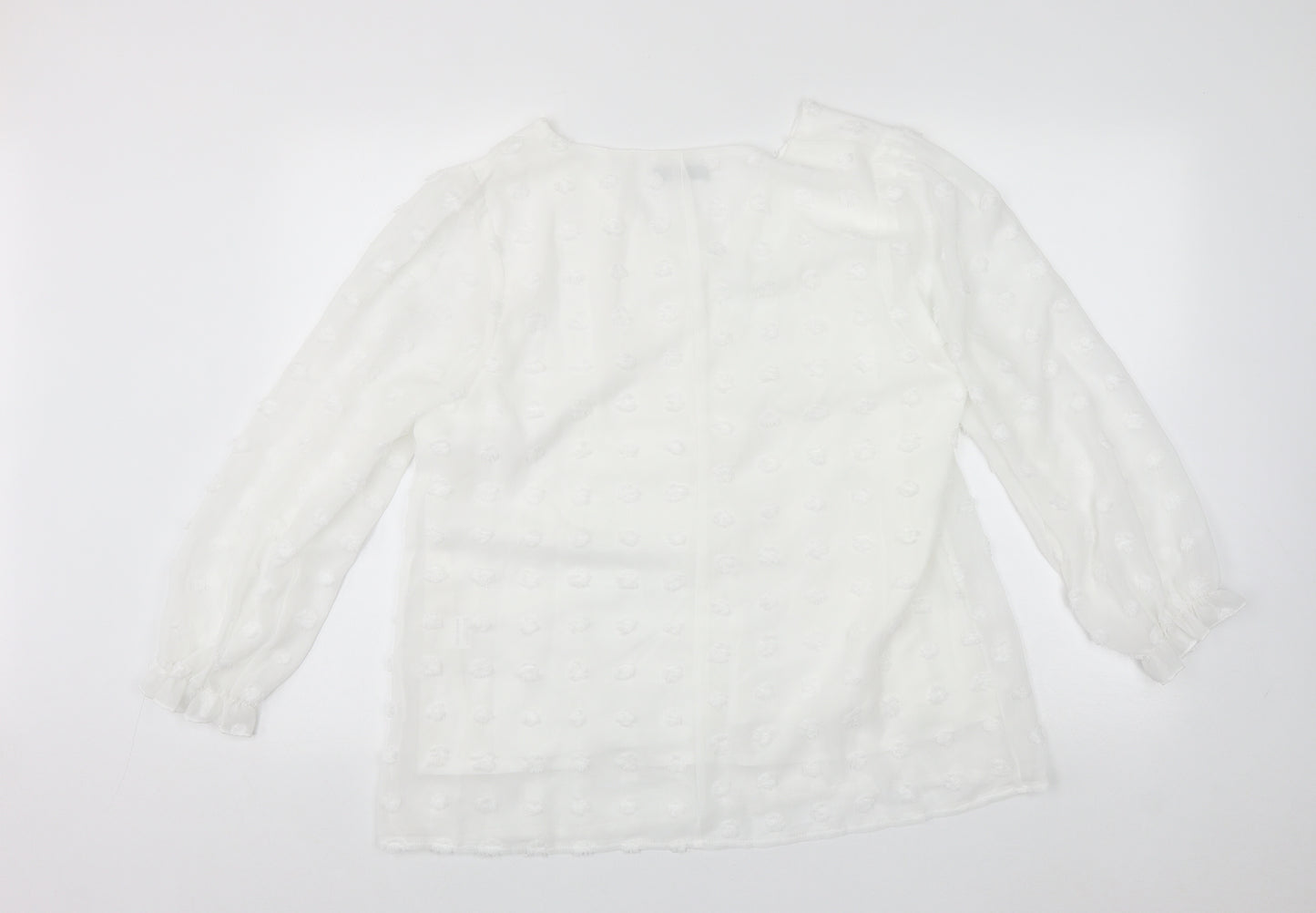 SheIn Womens White  Polyester Basic Blouse Size XL V-Neck