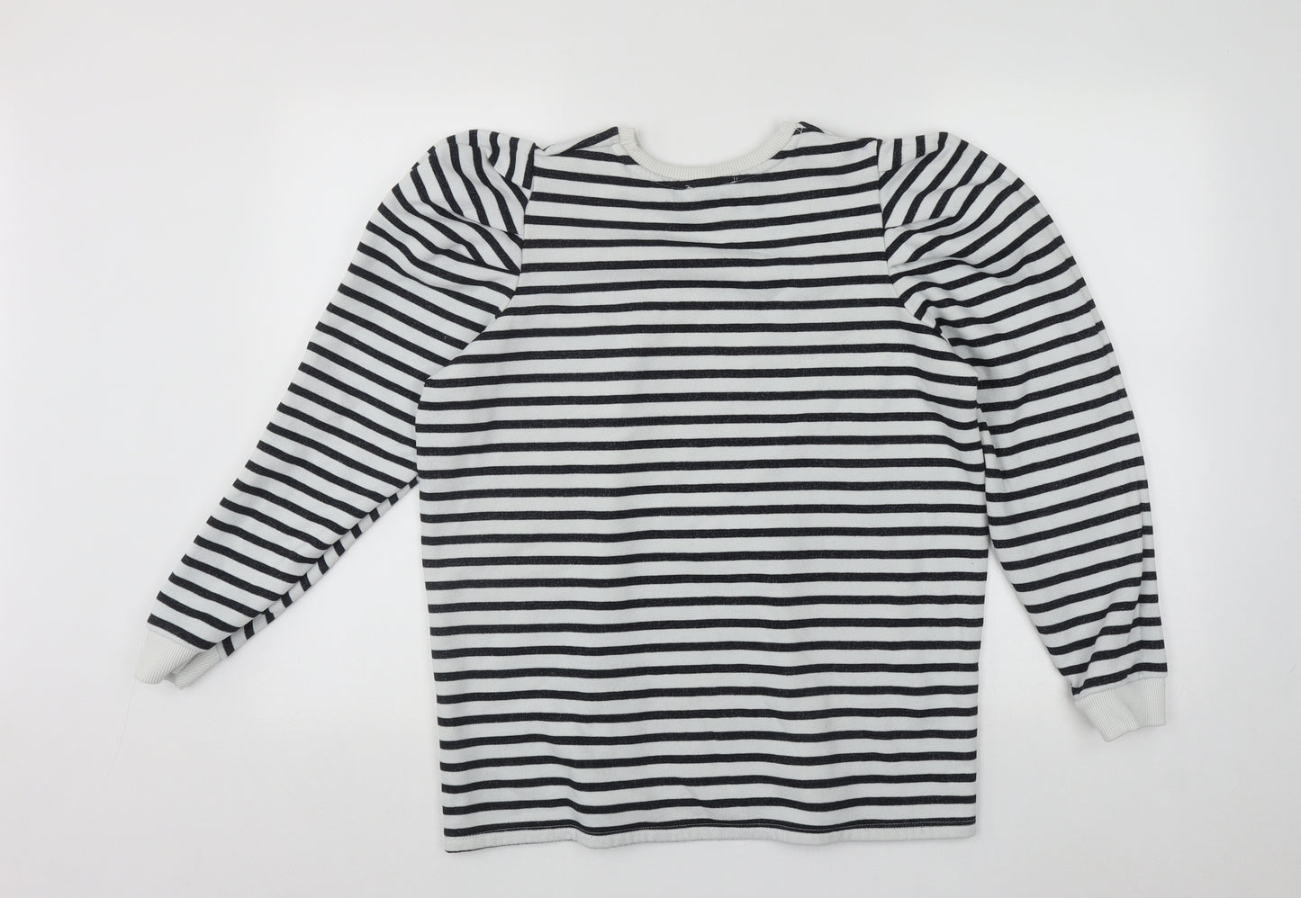 Papaya Womens White Round Neck Striped Polyester Pullover Jumper Size L