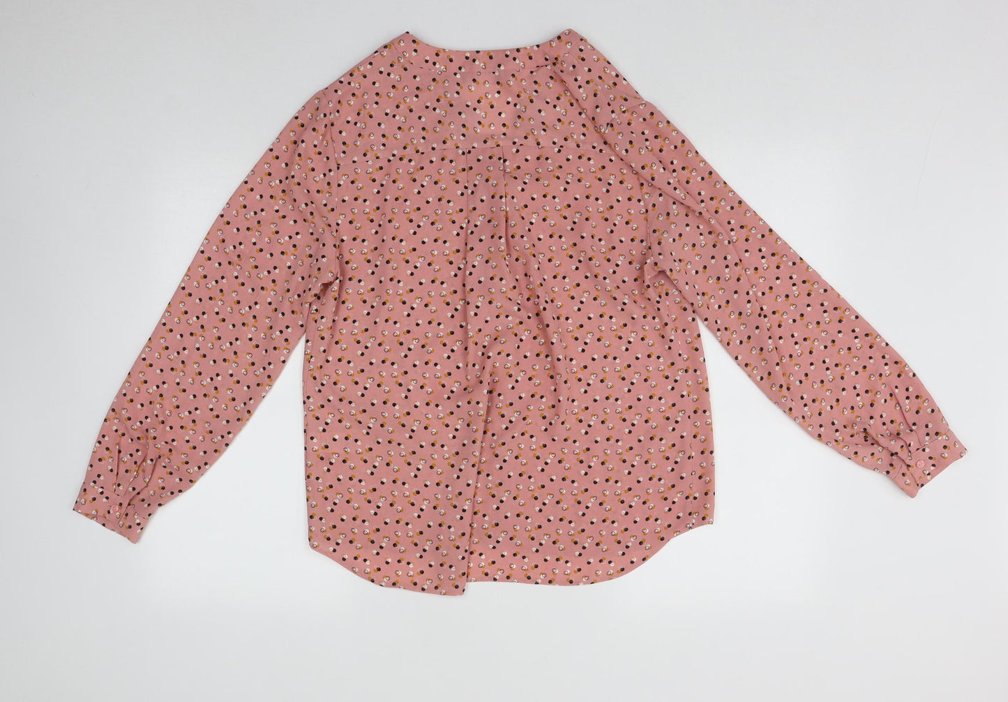 Papaya Womens Pink Geometric Polyester Basic Blouse Size 14 V-Neck