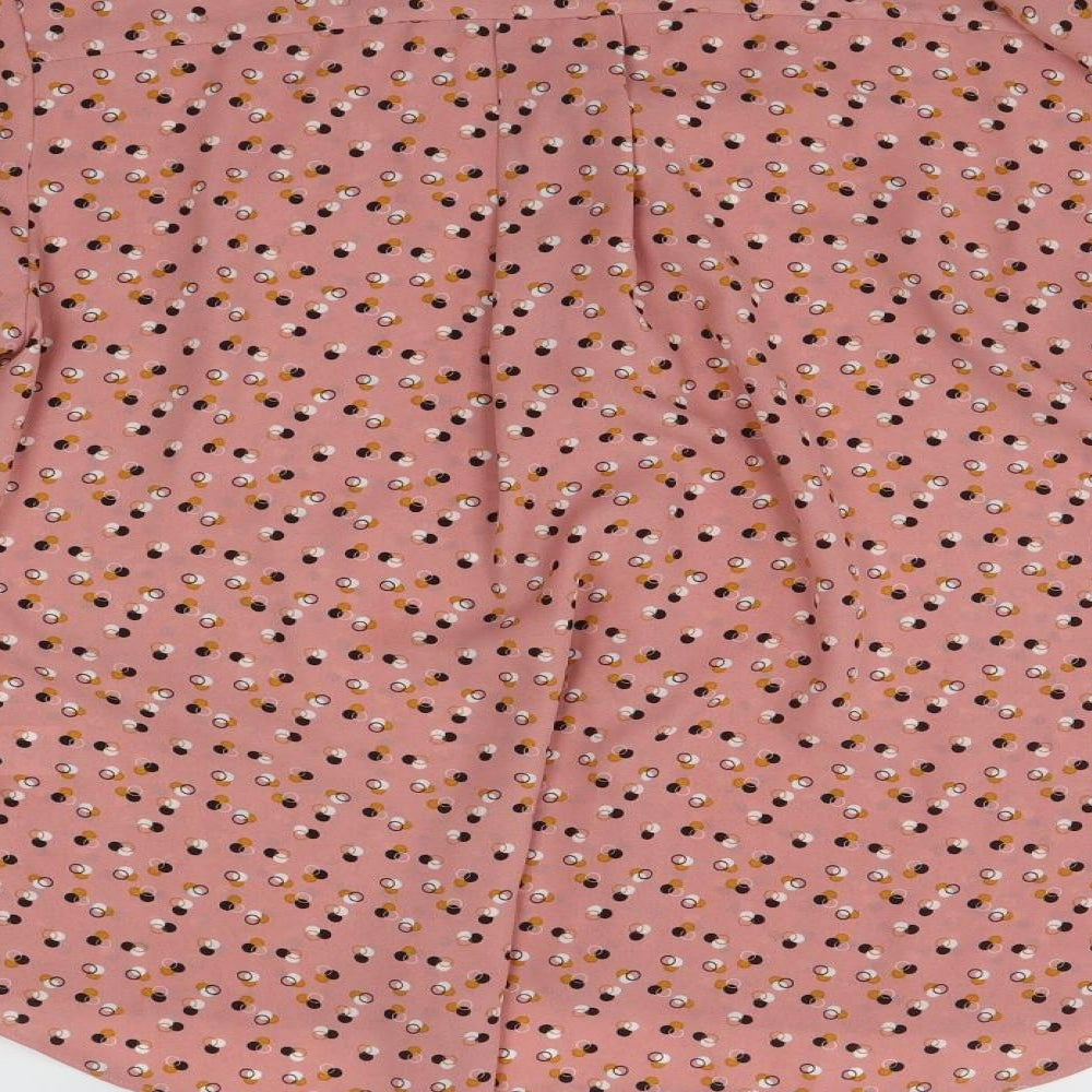 Papaya Womens Pink Geometric Polyester Basic Blouse Size 14 V-Neck