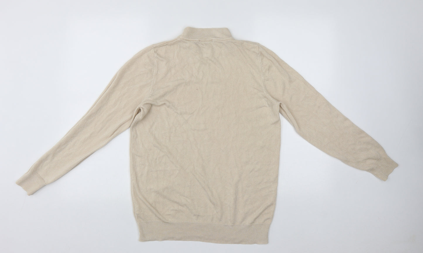Bonmarche Womens Beige High Neck  Acrylic Pullover Jumper Size 16