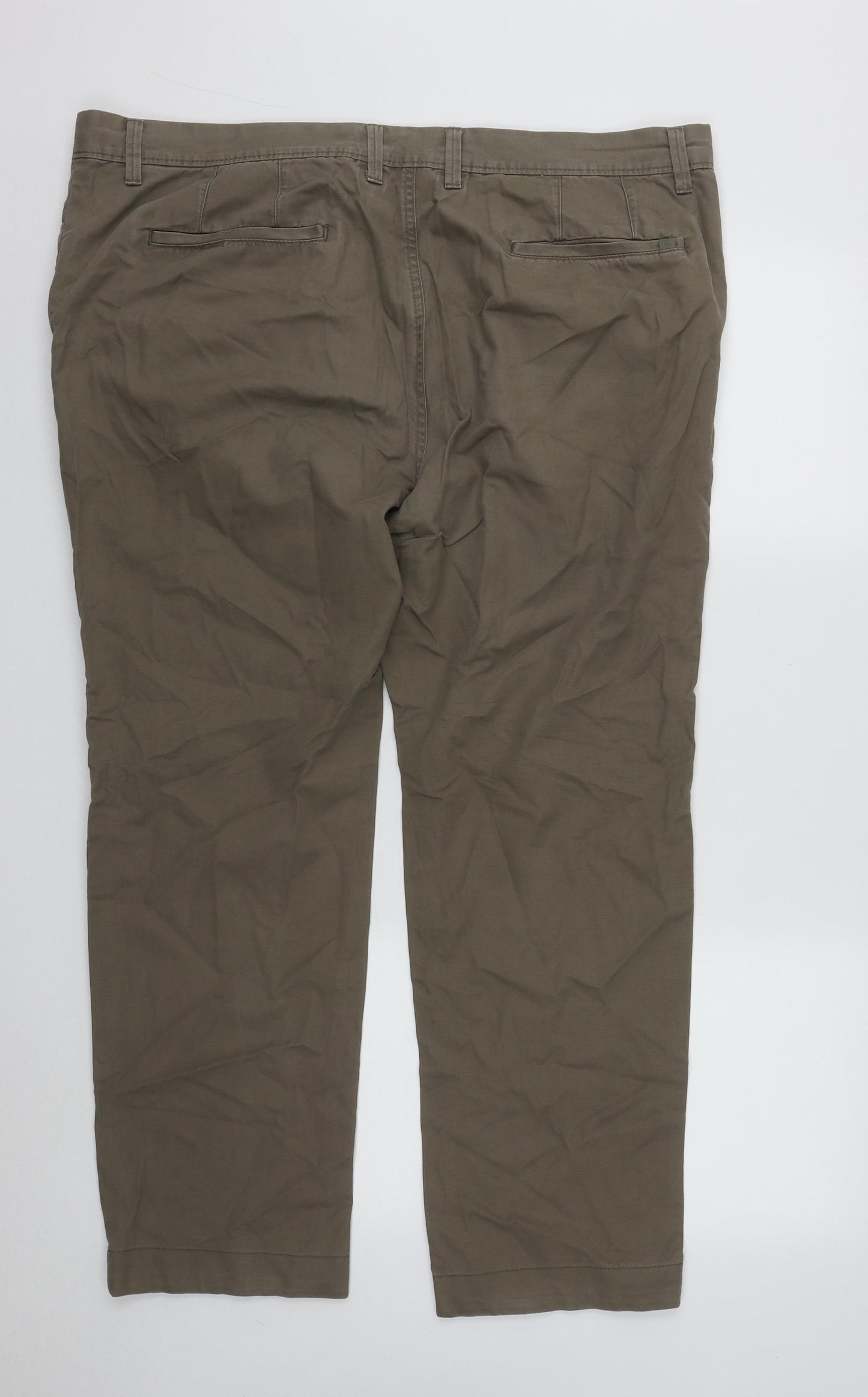 Marks and Spencer Mens Beige  Cotton Trousers  Size 42 in L27 in Regular Zip
