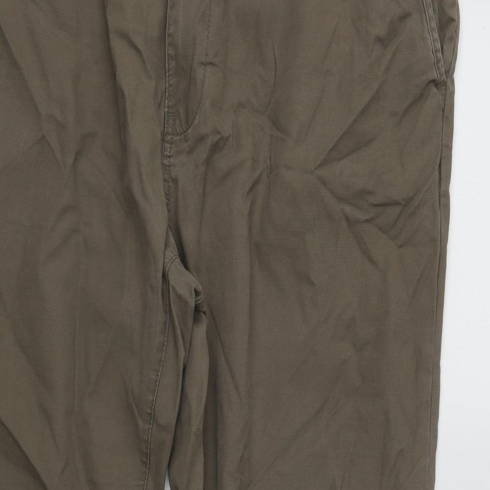Marks and Spencer Mens Beige  Cotton Trousers  Size 42 in L27 in Regular Zip