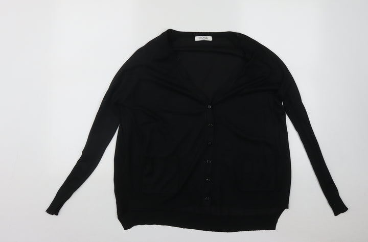 Nicole Womens Black V-Neck Polyester Cardigan Jumper Size M