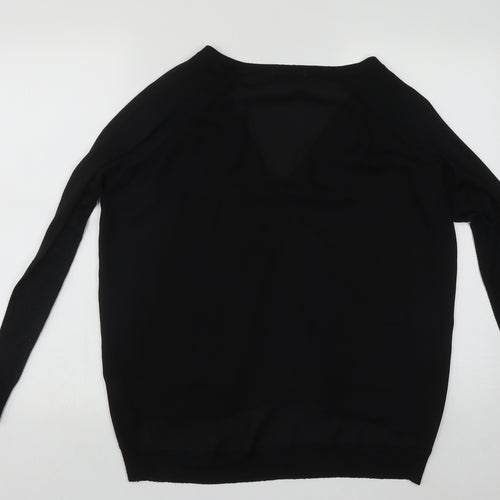 Nicole Womens Black V-Neck  Polyester Cardigan Jumper Size M