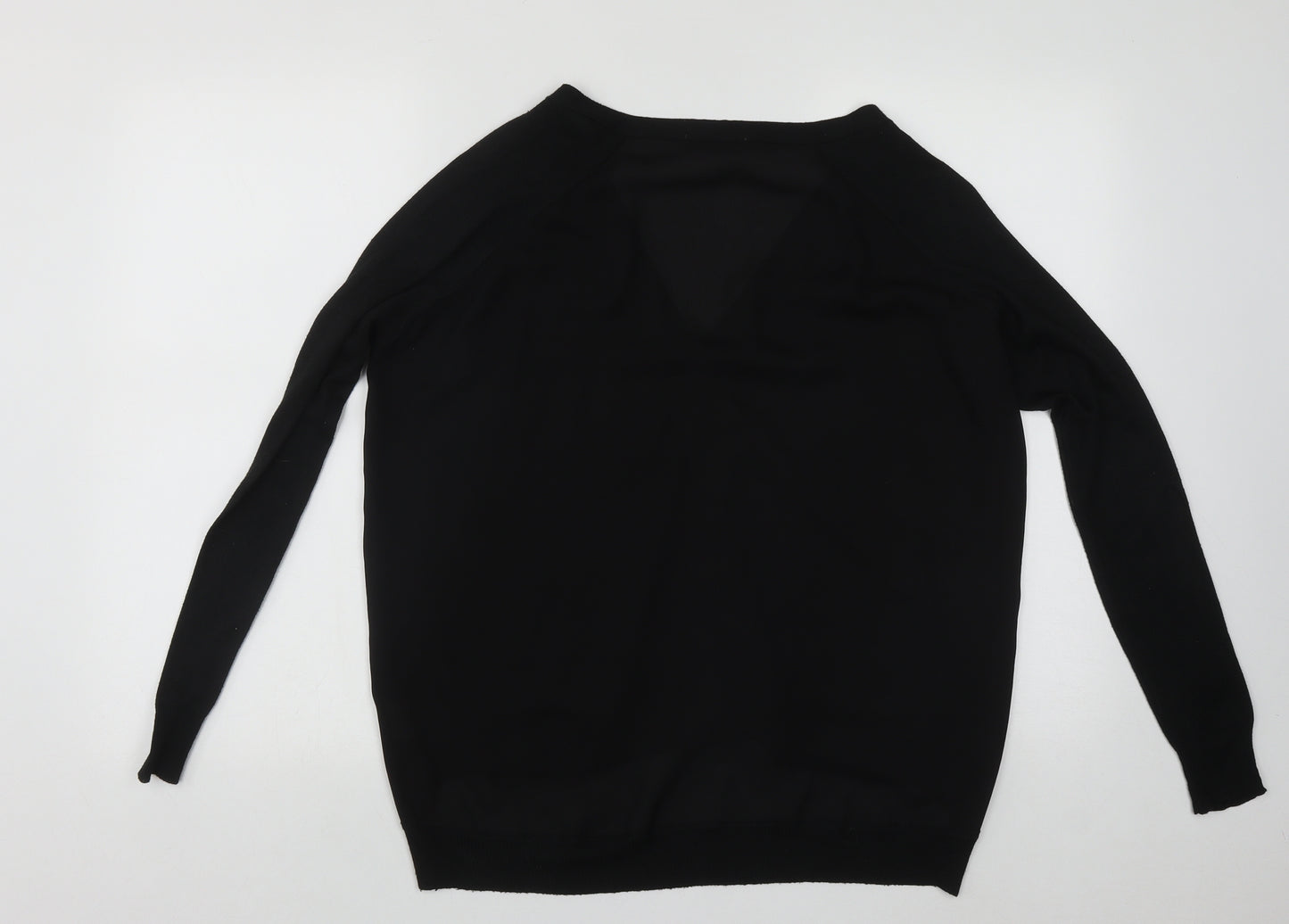 Nicole Womens Black V-Neck  Polyester Cardigan Jumper Size M