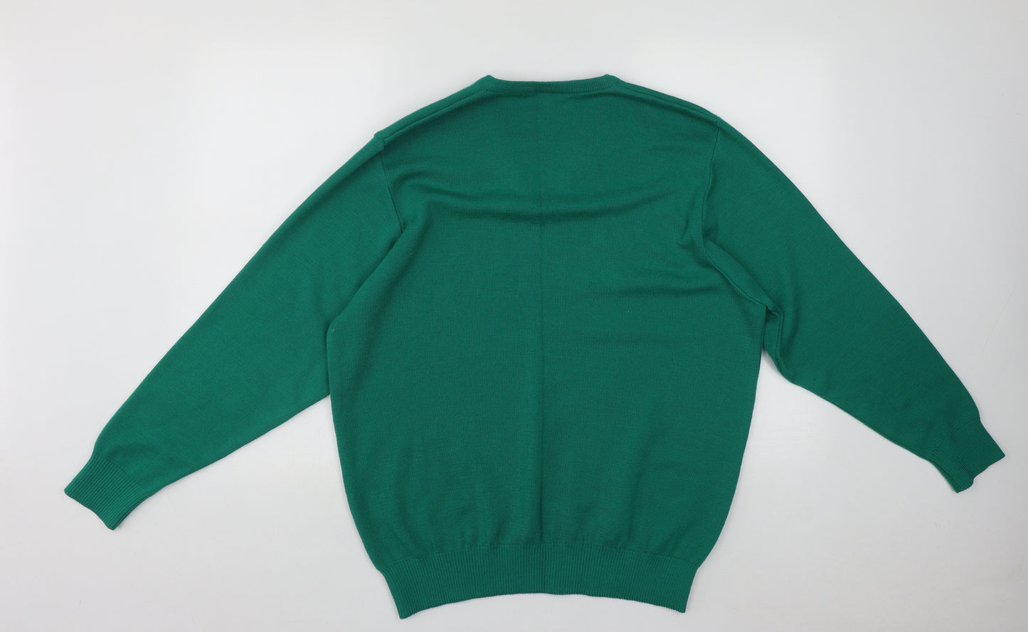Balmoral Mens Green V-Neck  Wool Pullover Jumper Size L