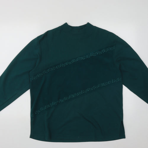 Blast Womens Green Round Neck Geometric Polyester Pullover Jumper Size L
