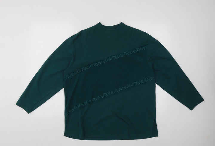 Blast Womens Green Round Neck Geometric Polyester Pullover Jumper Size L