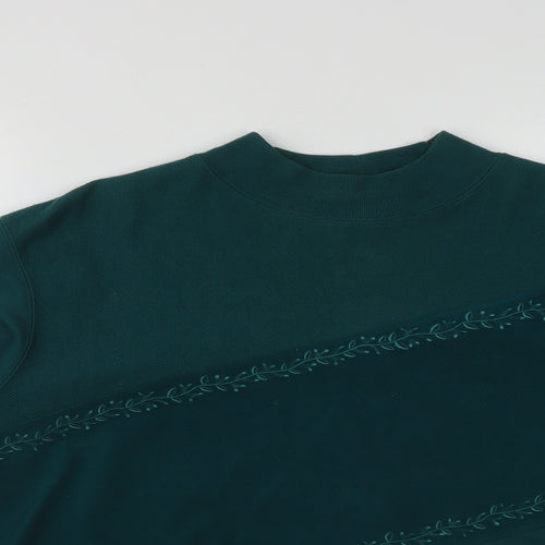 Blast Womens Green Round Neck Geometric Polyester Pullover Jumper Size L