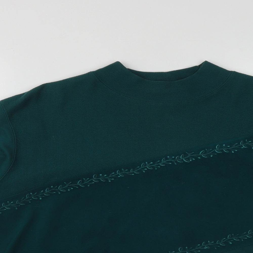 Blast Womens Green Round Neck Geometric Polyester Pullover Jumper Size L