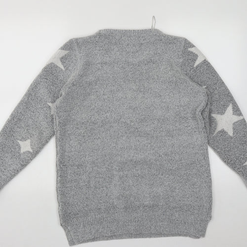 F&F  Womens Grey Round Neck  Polyester Pullover Jumper Size M   - STARS