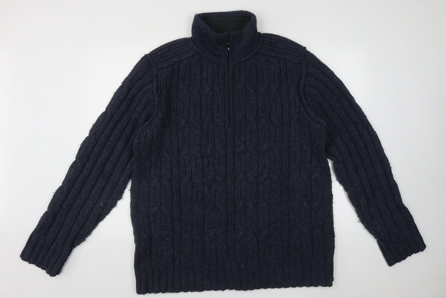 Fat Face Womens Blue High Neck  Acrylic Full Zip Jumper Size XL