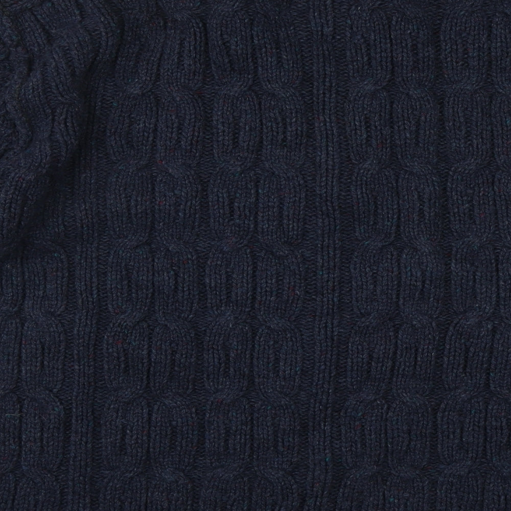 Fat Face Womens Blue High Neck  Acrylic Full Zip Jumper Size XL