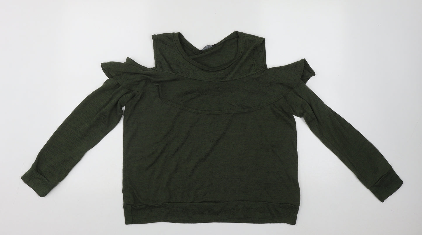 Select Womens Green  Polyester Basic Blouse Size 16 Round Neck