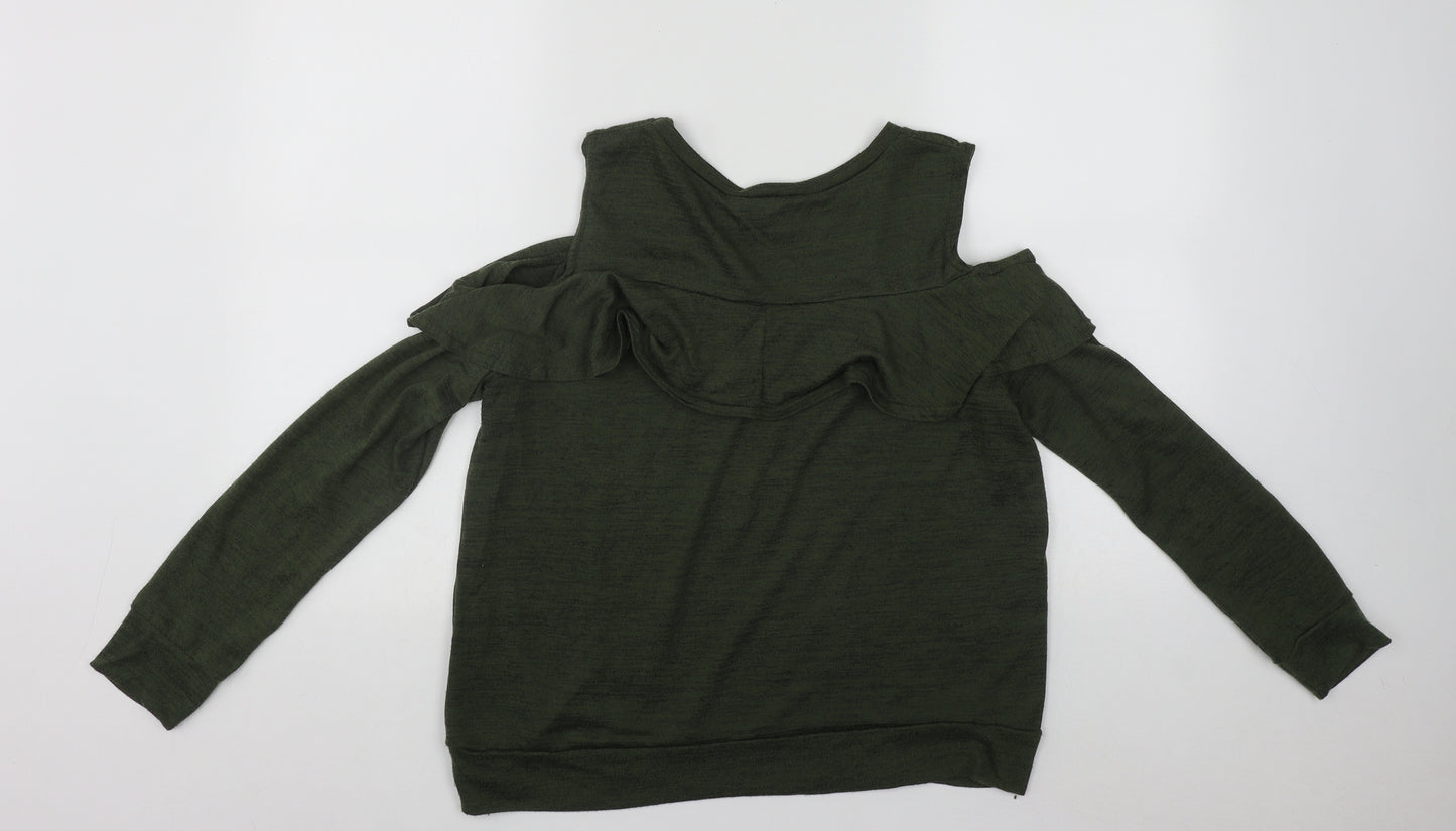 Select Womens Green  Polyester Basic Blouse Size 16 Round Neck