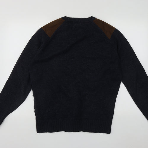 Debenhams Womens Blue Round Neck  Acrylic Pullover Jumper Size M