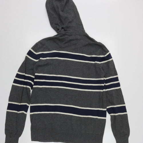 Gap Mens Green Striped Cotton Pullover Hoodie Size M