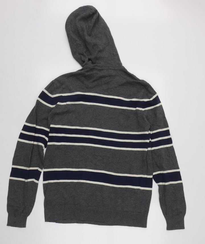 Gap Mens Green Striped Cotton Pullover Hoodie Size M