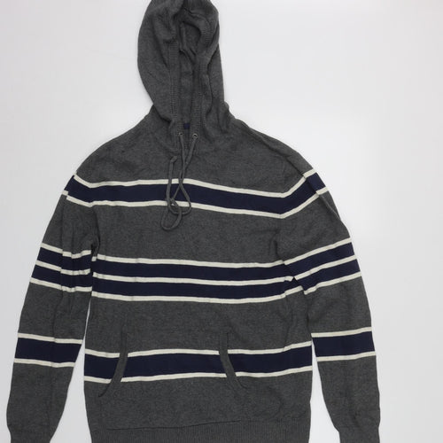 Gap Mens Green Striped Cotton Pullover Hoodie Size M