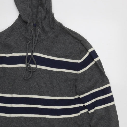 Gap Mens Green Striped Cotton Pullover Hoodie Size M