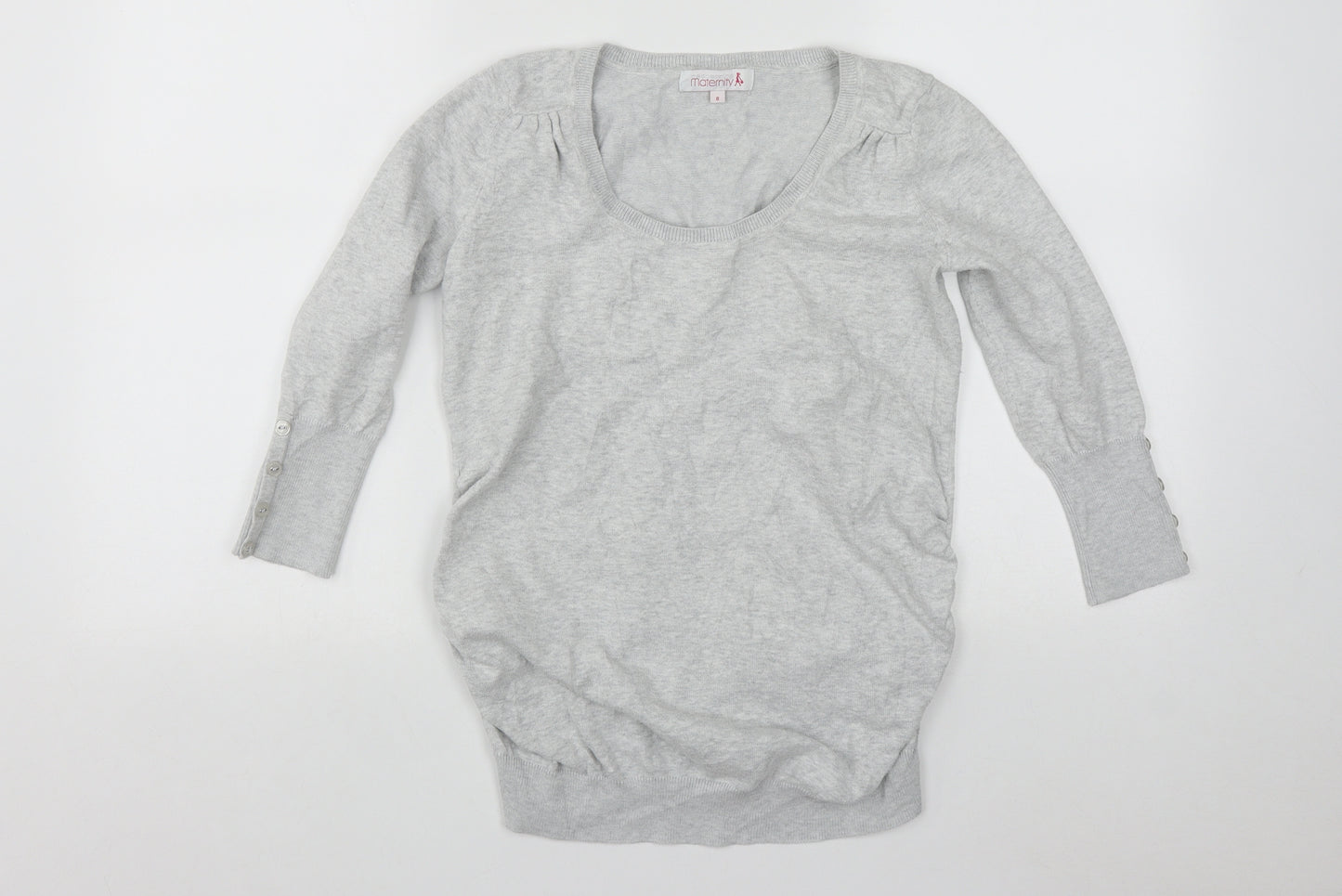 Debenhams Womens Grey Scoop Neck  Cotton Pullover Jumper Size 8