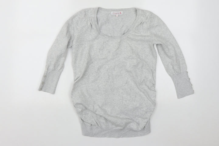 Debenhams Womens Grey Scoop Neck Cotton Pullover Jumper Size 8