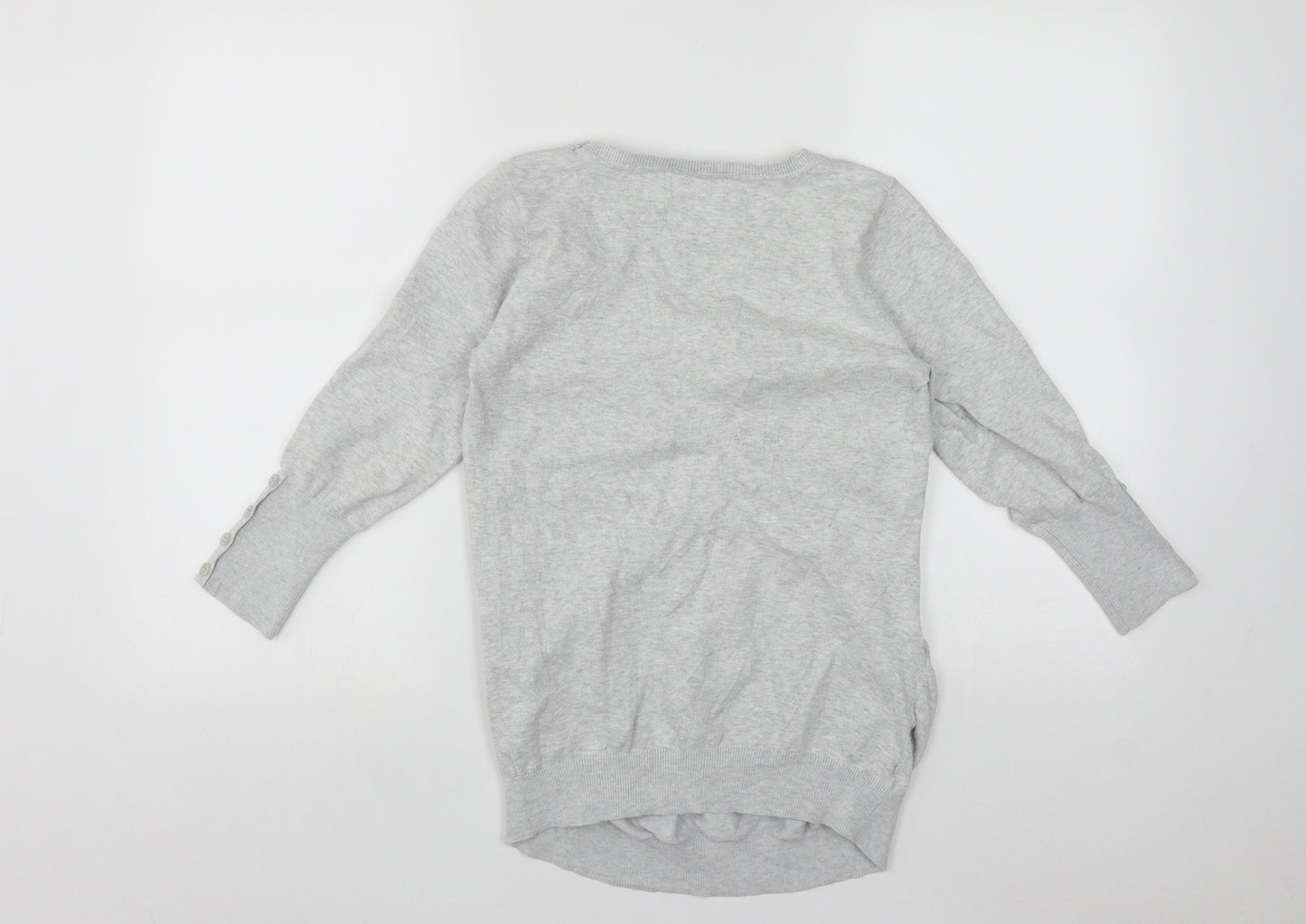 Debenhams Womens Grey Scoop Neck  Cotton Pullover Jumper Size 8