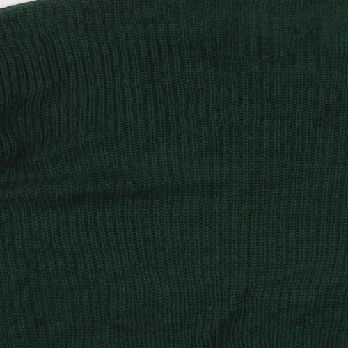 SheIn Womens Green V-Neck Floral Acrylic Pullover Jumper Size M