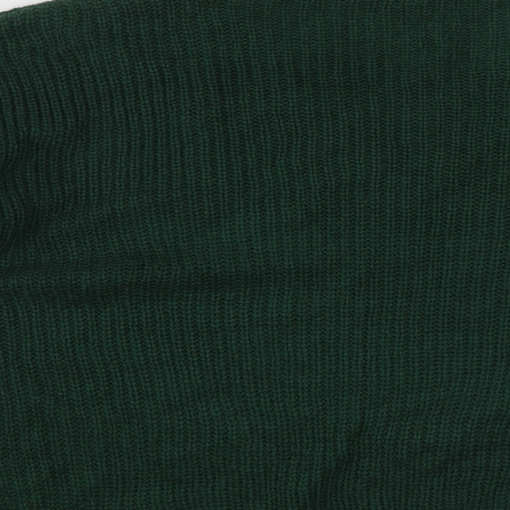 SheIn Womens Green V-Neck Floral Acrylic Pullover Jumper Size M
