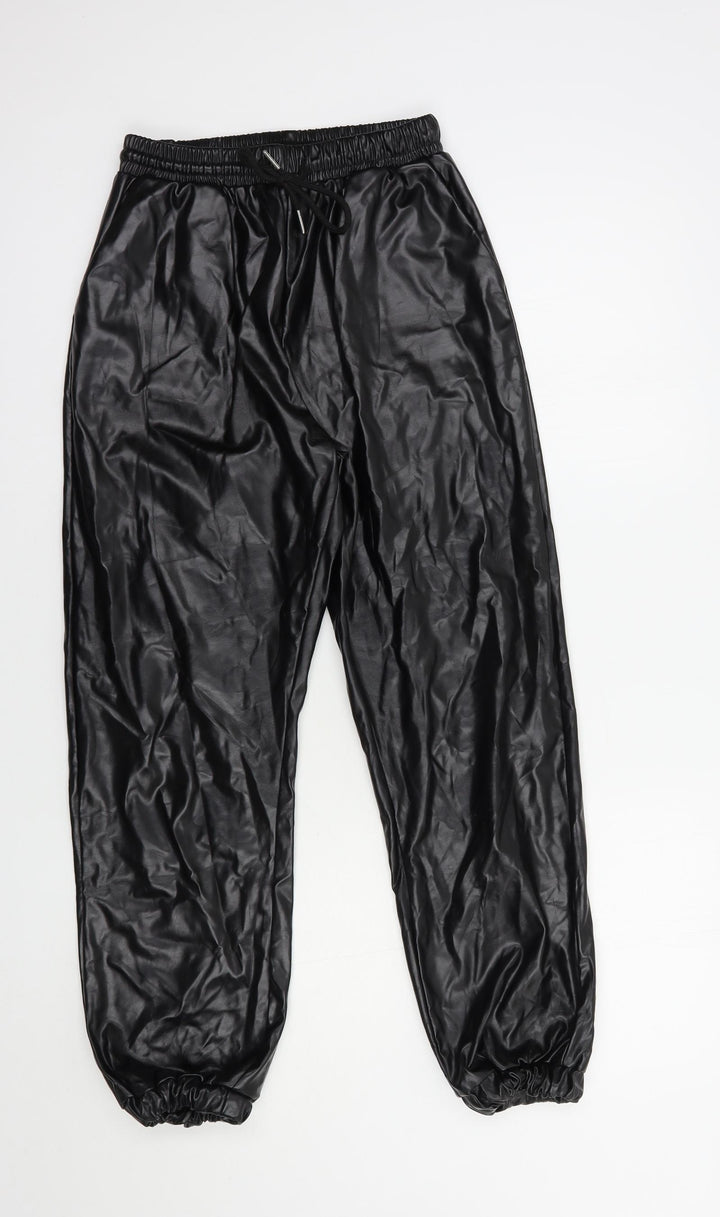 Brave Soul Womens Black  Polyester Trousers  Size XS L28 in Regular Drawstring