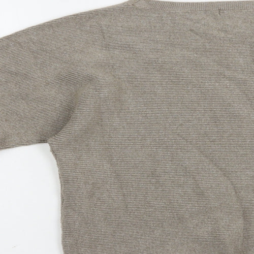 F&F Womens Beige Boat Neck  Viscose Pullover Jumper Size 12