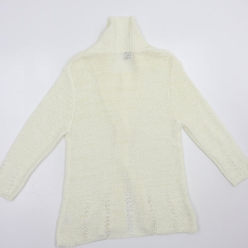 Roman Womens Ivory Collared  Acrylic Cardigan Jumper Size S