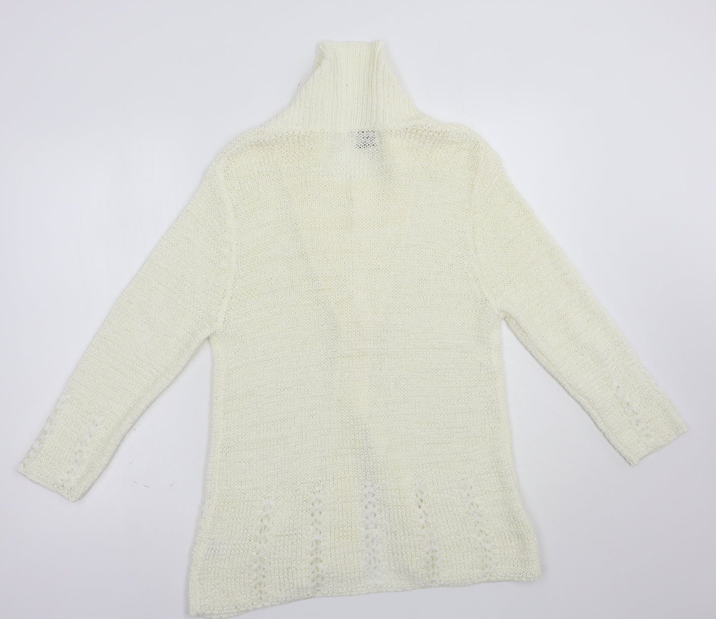 Roman Womens Ivory Collared  Acrylic Cardigan Jumper Size S