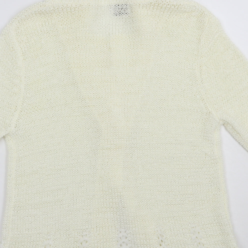 Roman Womens Ivory Collared  Acrylic Cardigan Jumper Size S