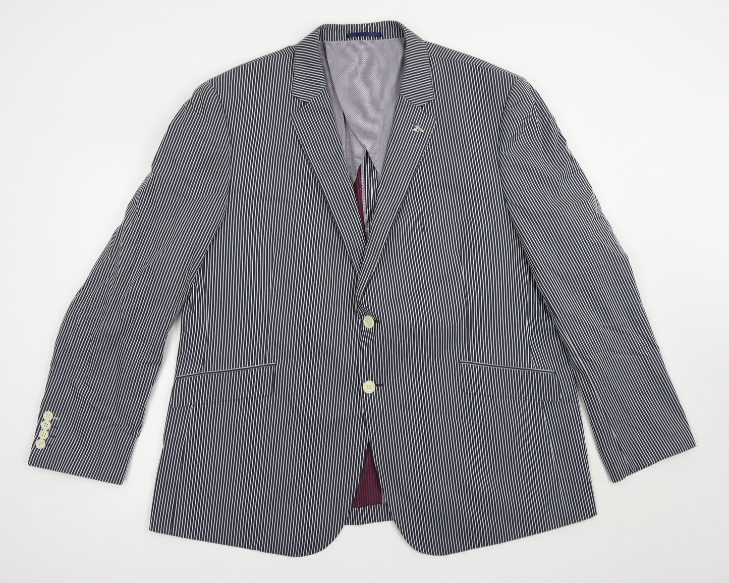 Gurteen Mens Blue Striped  Jacket Blazer Size 52  Button
