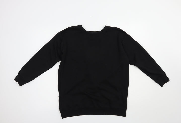 New Look Womens Black  Cotton Pullover Sweatshirt Size 8  Pullover