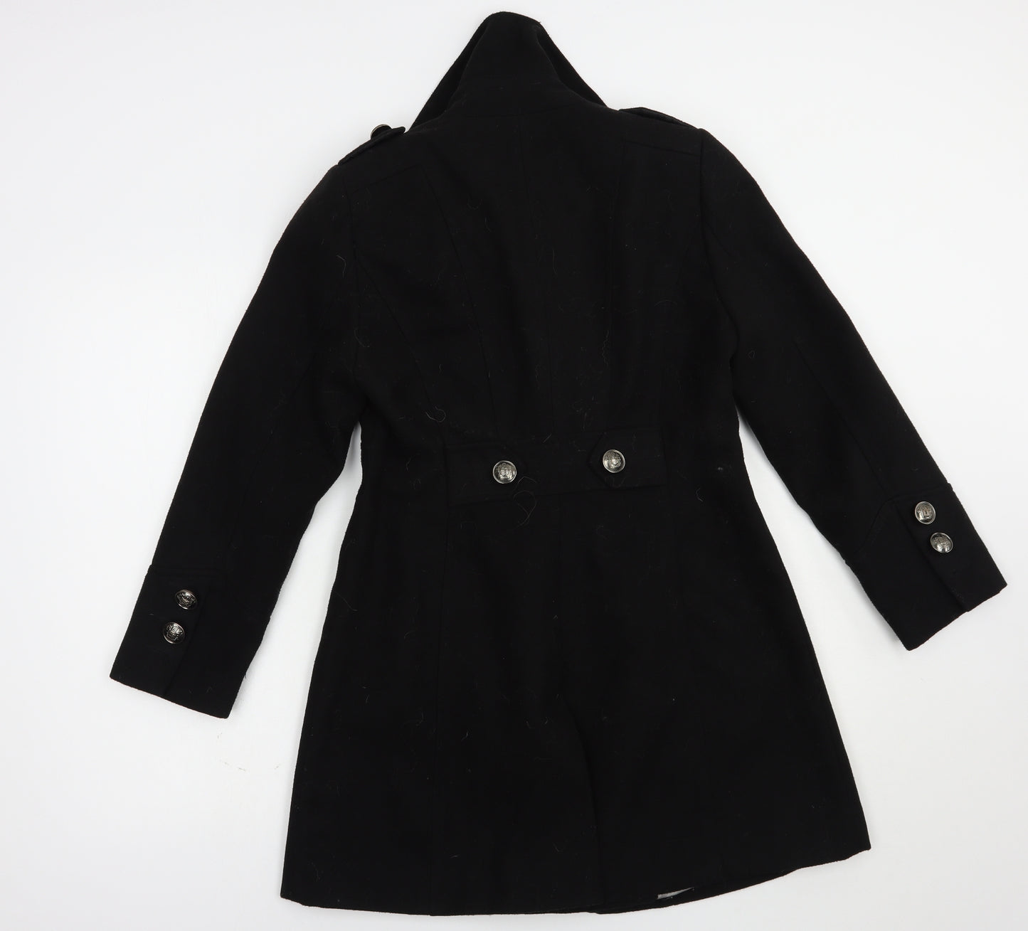 Wallis Womens Black   Pea Coat Coat Size 10  Button