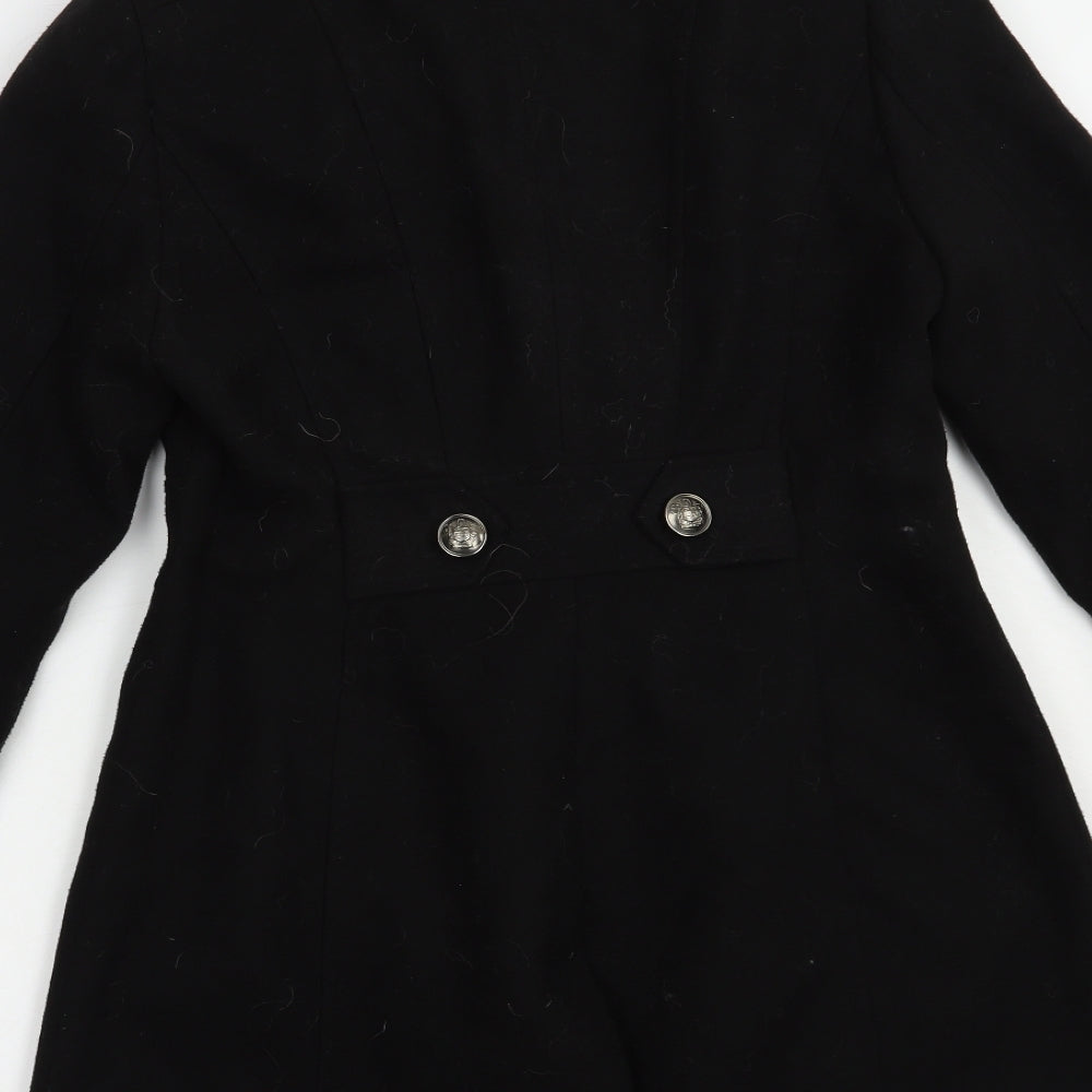 Wallis Womens Black   Pea Coat Coat Size 10  Button