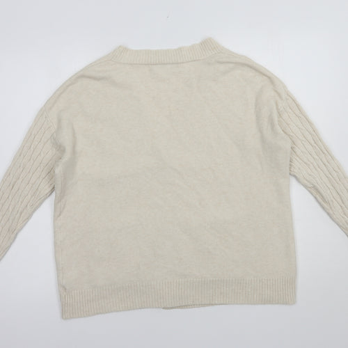 Finery Womens Beige V-Neck  Polyamide Cardigan Jumper Size M