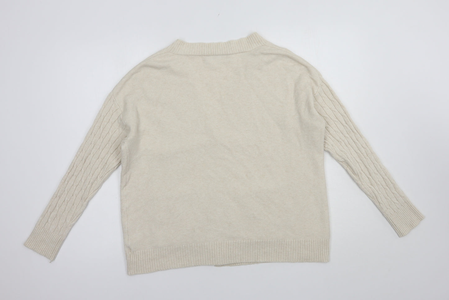 Finery Womens Beige V-Neck  Polyamide Cardigan Jumper Size M