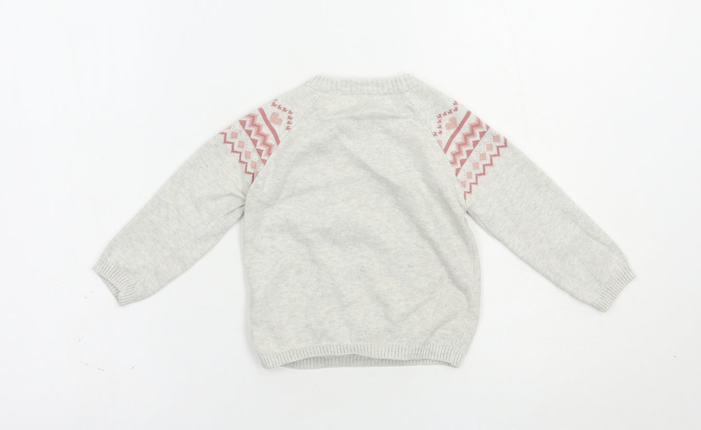 TU Baby Grey Fair Isle Cotton Pullover Jumper Size 12-18 Months  Button