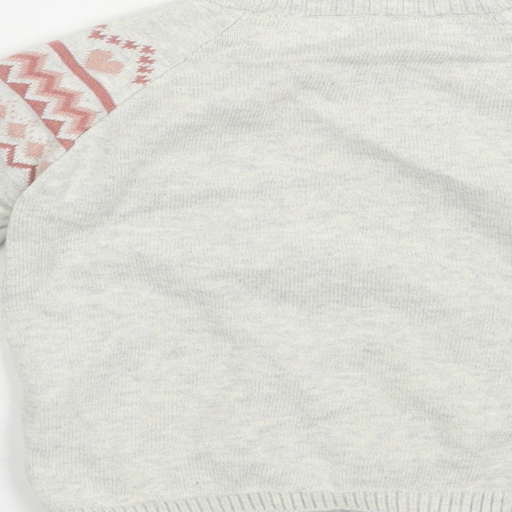 TU Baby Grey Fair Isle Cotton Pullover Jumper Size 12-18 Months  Button
