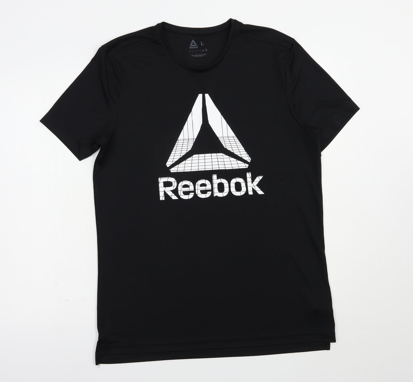 Reebok Mens Black  Polyester  T-Shirt Size L Crew Neck