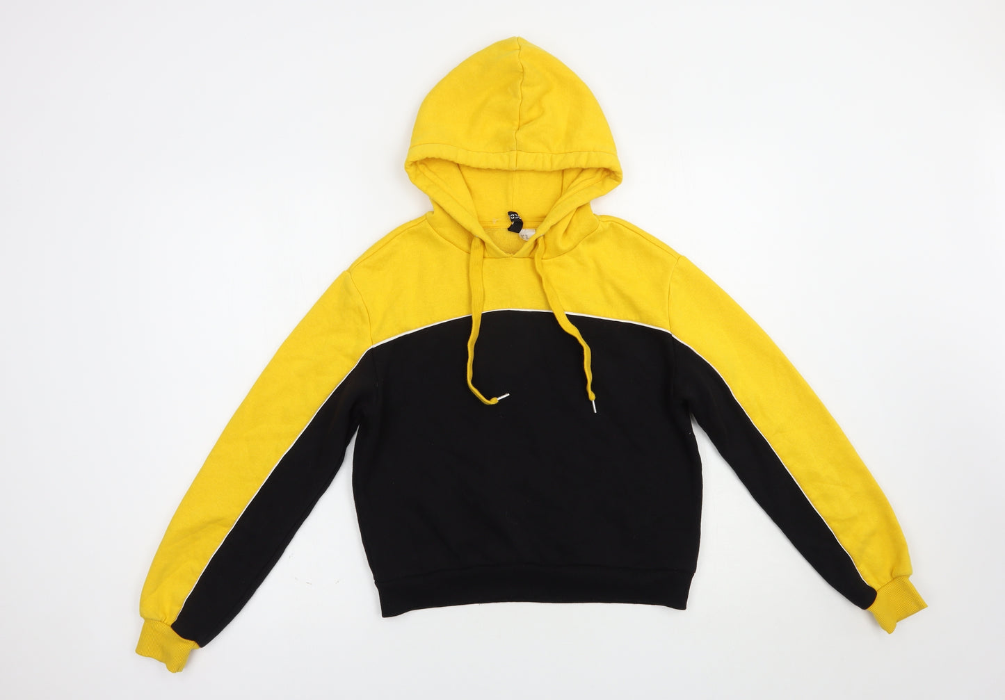 H&M Womens Yellow Colourblock Cotton Pullover Hoodie Size XS  Pullover