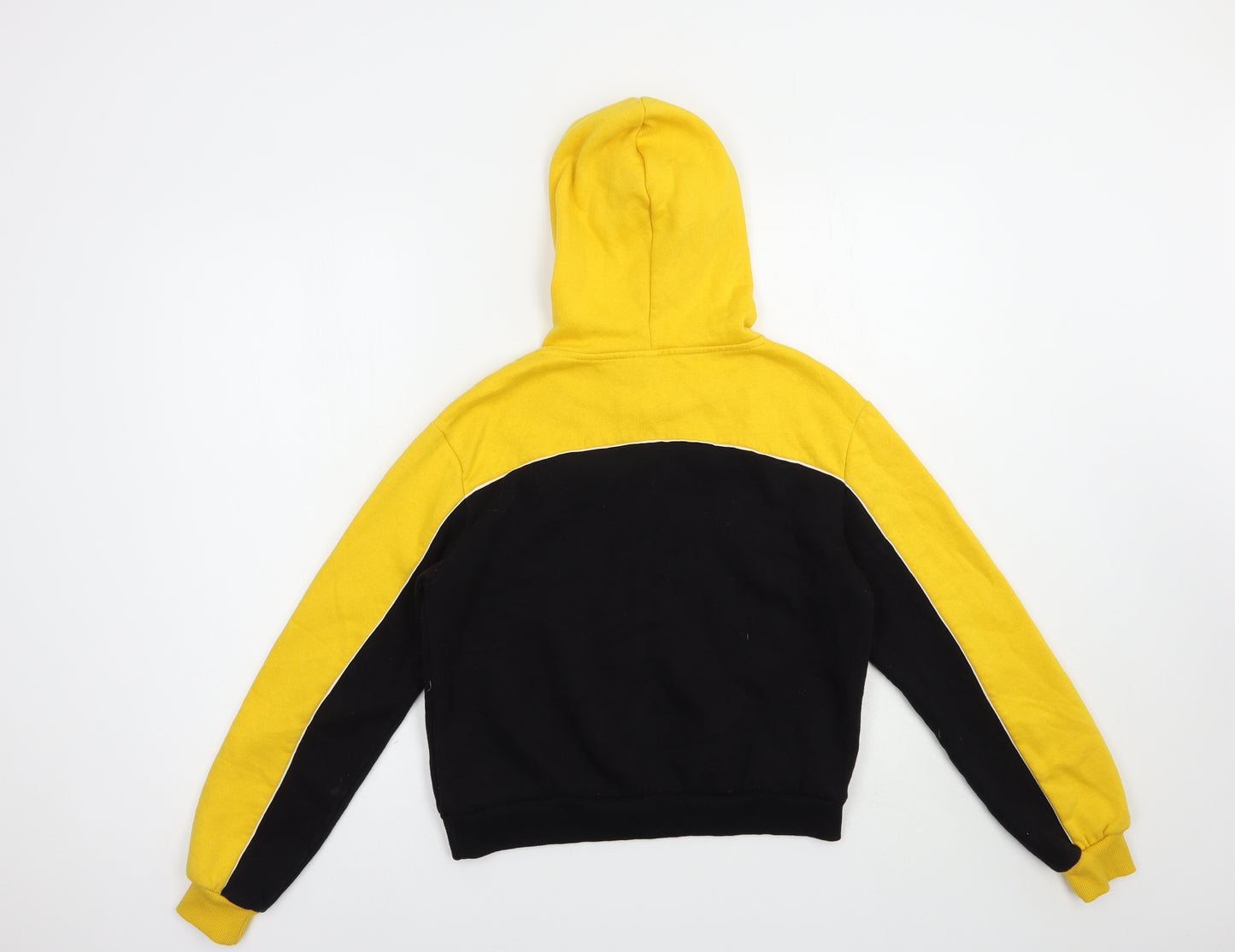 H&M Womens Yellow Colourblock Cotton Pullover Hoodie Size XS  Pullover