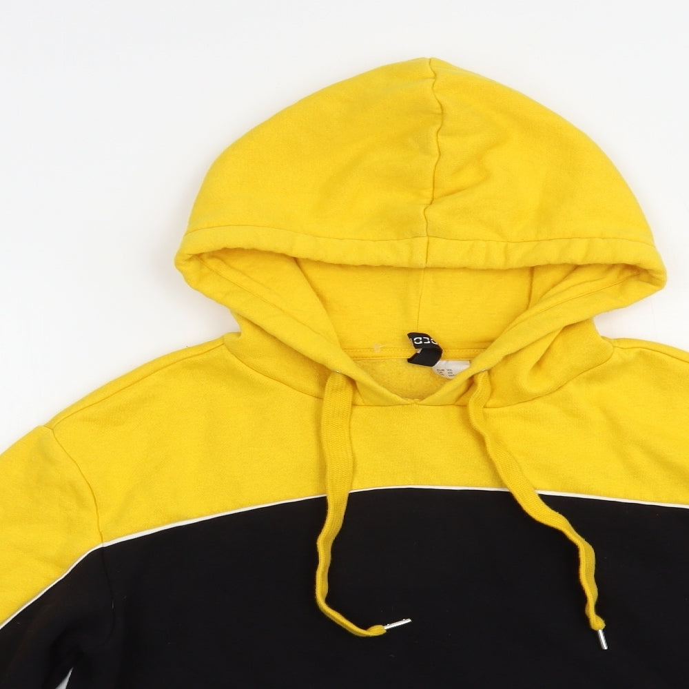 H&M Womens Yellow Colourblock Cotton Pullover Hoodie Size XS  Pullover