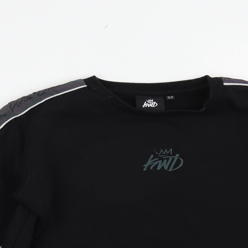 KWD Boys Black  Cotton Pullover Sweatshirt Size 10-11 Years  Pullover