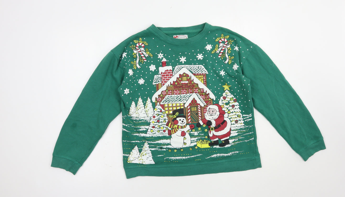 Atmosphere Womens Green  Cotton Pullover Sweatshirt Size 14  Pullover - Santa Claus